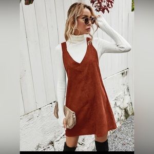 Shein. Corduroy overall dress
